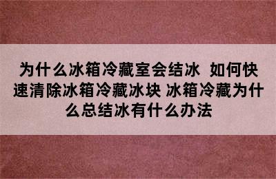 为什么冰箱冷藏室会结冰  如何快速清除冰箱冷藏冰块 冰箱冷藏为什么总结冰有什么办法